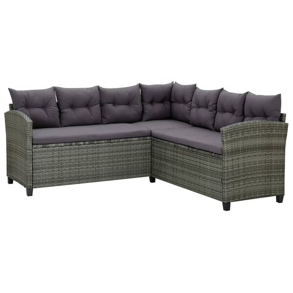 vidaXL 6 Piece Garden Lounge Set with Cushions Poly Rattan Grey