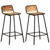 vidaXL Bar Stool | Set of 2 | Natural wood, Black