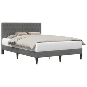 vidaXL Bed Frame with Headboard Dark Grey 137 x 190 cm Velvet