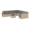 vidaXL 11 Piece Garden Sofa Set with Cushions Beige Poly Rattan