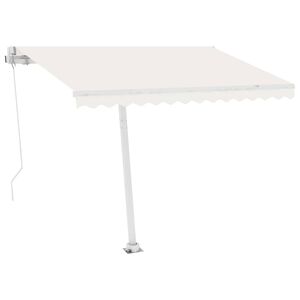 vidaXL Freestanding Manual Retractable Awning 300x250 cm Cream (313189+46833+315090)