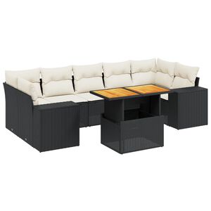 vidaXL 8 Piece Garden Sofa Set with Cushions Black Poly Rattan