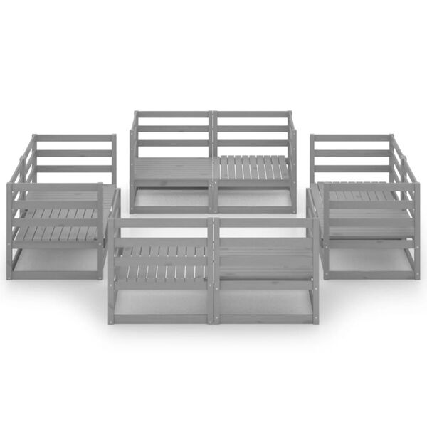 vidaXL 8 Piece Garden Lounge Set Grey Solid Pinewood