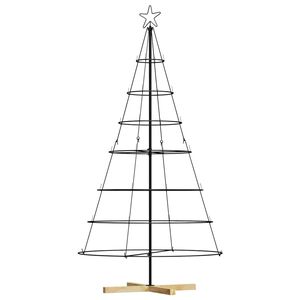 vidaXL Christmas Cone Tree with Stand Black 180.5 cm Steel