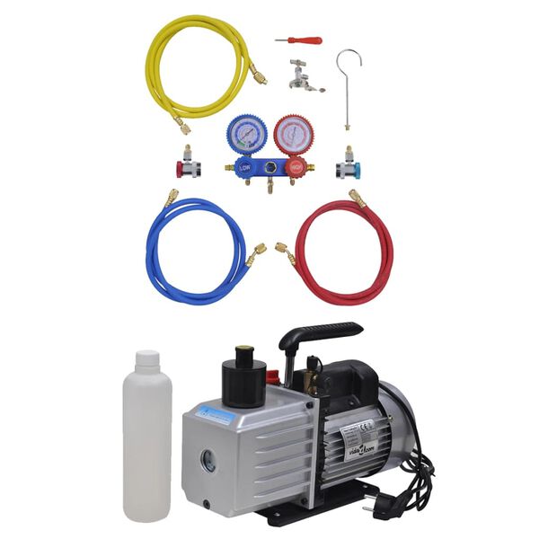 vidaXL Vacuum Pump 100 L/min with 2-way Manifold Gauge Set in Tool Kit