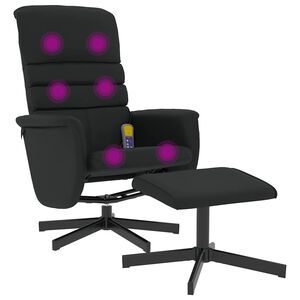 vidaXL Massage Recliner Chair with Footstool Black Faux Leather