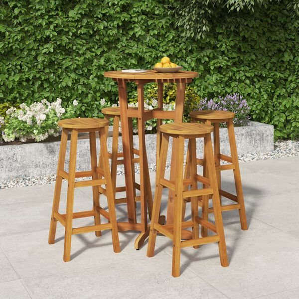 vidaXL 5 Piece Garden Bar Set Solid Wood Acacia