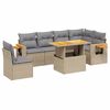 vidaXL 7 Piece Garden Sofa Set with Cushions Beige Poly Rattan