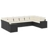 vidaXL 10 Piece Garden Sofa Set with Cushions Black Poly Rattan