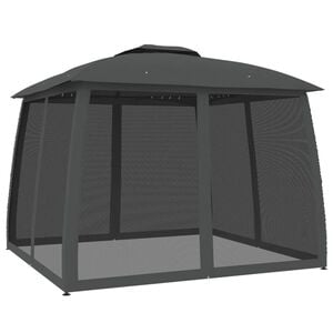 vidaXL Gazebo with Double Roof and Mesh Walls Anthracite 2.93x2.93 m Steel