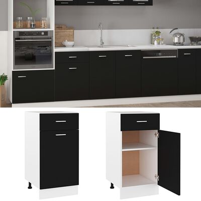 vidaXL Drawer Bottom Cabinet Black 40x46x81.5 cm Engineered Wood