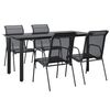 vidaXL 5 Piece Garden Dining Set Black Steel and Textilene