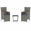 vidaXL 3 Piece Garden Lounge Set with Cushions Poly Rattan Grey
