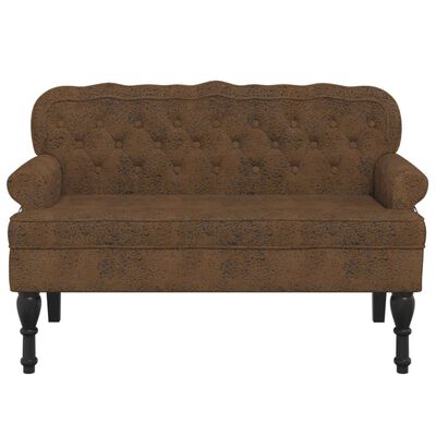vidaXL Bench with Backrest Brown 119.5x64.5x75 cm Faux Suede Leather