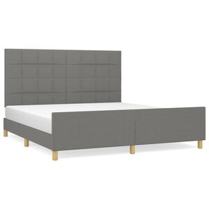 vidaXL Bed Frame without Mattress Dark Grey 152x203 cm Queen Fabric