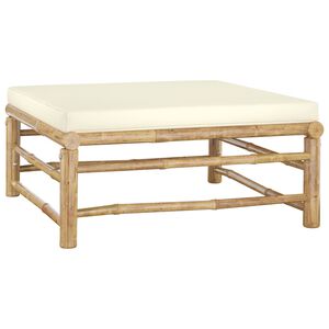 vidaXL Garden Footrest with Cream White Cushion Bamboo