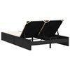 vidaXL Double Sun Lounger with Cushions Black Poly Rattan