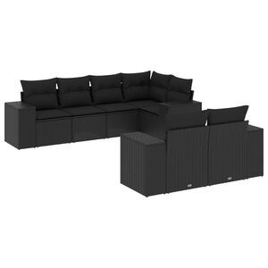 vidaXL 7 Piece Garden Sofa Set with Cushions Black Poly Rattan