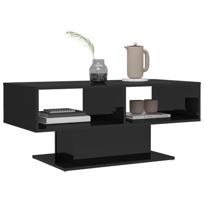 vidaXL Coffee Table High Gloss Black 103.5x50x44.5 cm Engineered Wood