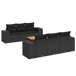 vidaXL 7 Piece Garden Sofa Set with Cushions Black Poly Rattan