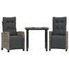 vidaXL 3 Piece Garden Dining Set with Cushions Grey Poly Rattan
