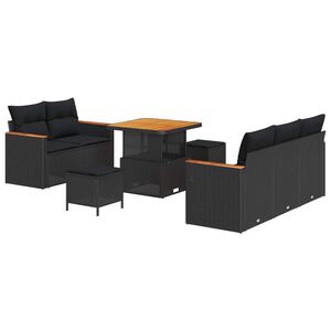 vidaXL Garden Sofa Set 10 pcs 7-Seater Black Poly Rattan
