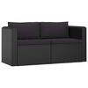 vidaXL 7 Piece Garden Lounge Set with Cushions Poly Rattan Black