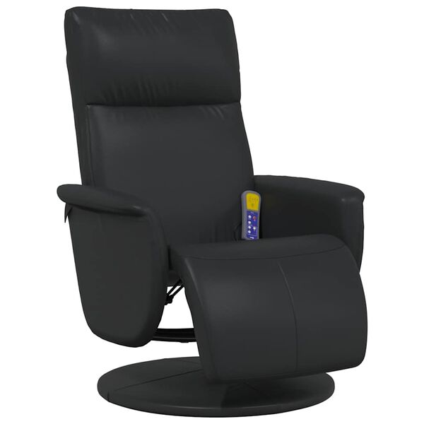 vidaXL Massage Recliner Chair with Footrest Black Faux Leather