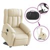vidaXL Electric Stand up Massage Recliner Chair Cream Fabric