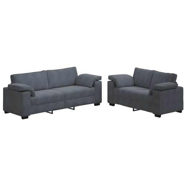 vidaXL 2 Piece Sofa Set with Cushions Dark Grey Velvet