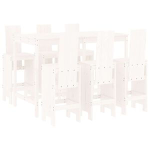 vidaXL 7 Piece Garden Bar Set White Solid Wood Pine