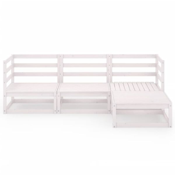 vidaXL 4 Piece Garden Lounge Set White Solid Wood Pine