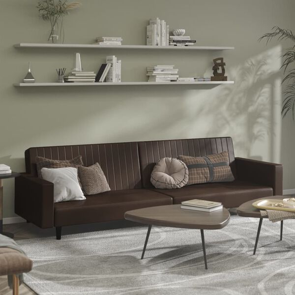 vidaXL 2-Seater Sofa Bed Brown Faux Leather