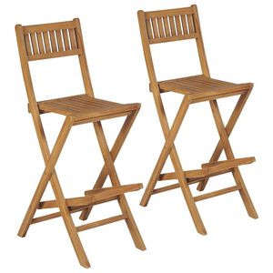 vidaXL Folding Outdoor Bar Stools 2 pcs Solid Teak Wood