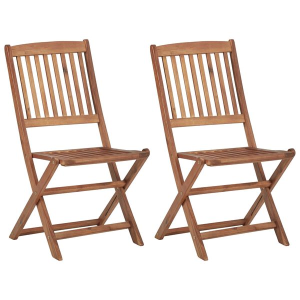 vidaXL Folding Garden Chairs 2 pcs with Cushions Solid Wood Acacia
