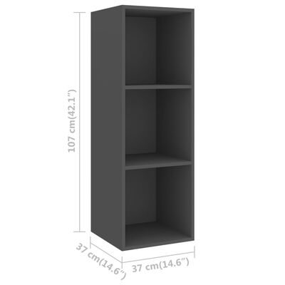 vidaXL Wall-mounted TV Cabinet Grey 37x37x107 cm Engineered Wood