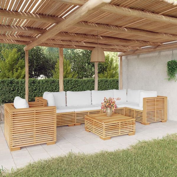 vidaXL 7 Piece Garden Lounge Set with Cushions Solid Wood Teak