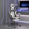 vidaXL Gaming Chair with Footrest Black and White Faux Leather