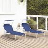 vidaXL Folding Sun Lounger with Canopy Steel and Fabric Blue