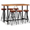 vidaXL Bar Set 7 Pieces Solid Wood Acacia. Genuine Leather & Canvas