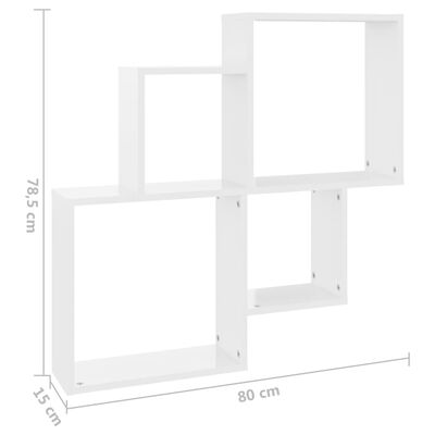 vidaXL Wall Cube Shelf High Gloss White 80x15x78.5 cm Engineered Wood