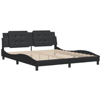 vidaXL Bed Frame with Headboard Black 183x203 cm King Size Faux Leather