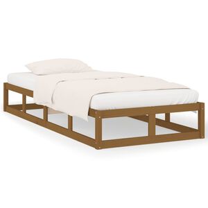 vidaXL Bed Frame | Honey Brown | Solid pine wood | Single | Bed Frame