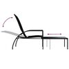 vidaXL Sun Lounger with Footrest PE Rattan Black