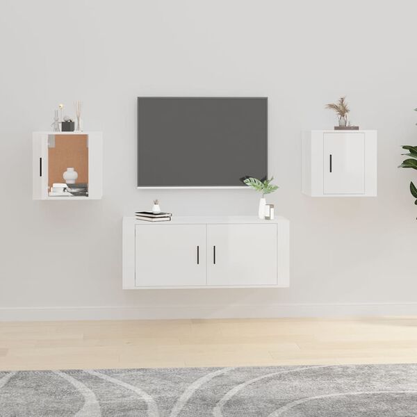vidaXL Wall Mounted TV Cabinets 2 pcs High Gloss White 40x34.5x40 cm