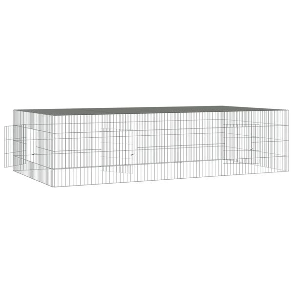 vidaXL 2-Panel Rabbit Cage 220x110x55 cm Galvanised Iron