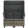 vidaXL Garden Sofa 2-Seater with Canopy and Stools Light Grey Poly Rattan