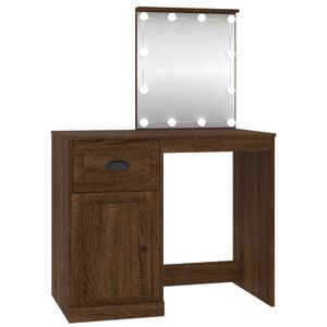 vidaXL Dressing Table with LED Brown Oak 90x50x132.5 cm Engineered Wood