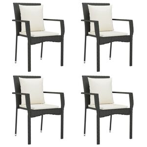 vidaXL Garden Chairs with Cushions 4 pcs Poly Rattan Black