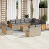 vidaXL 13 Piece Garden Sofa Set with Cushions Beige Poly Rattan